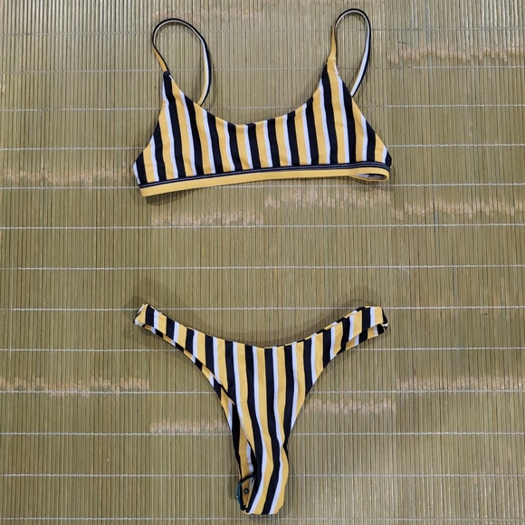 Yellow Black Stripe Small Bikini - Picture 2 of 7